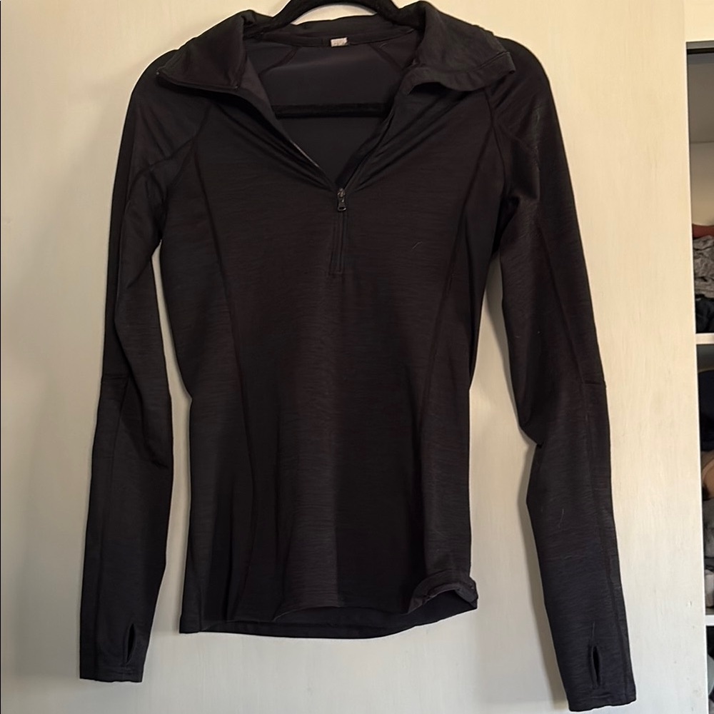 Black Long Sleeve Zip-Up Top